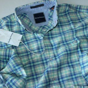 Tommy Bahama Shirt Plaidly Cooper Radiance Blue LS